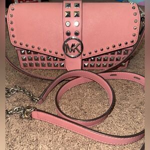 Michael Kors Pink Shoulder Bag with Studded Details